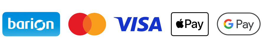 Barion, Mastercard, Visa, Apple Pay és Google Pay fizetési módok